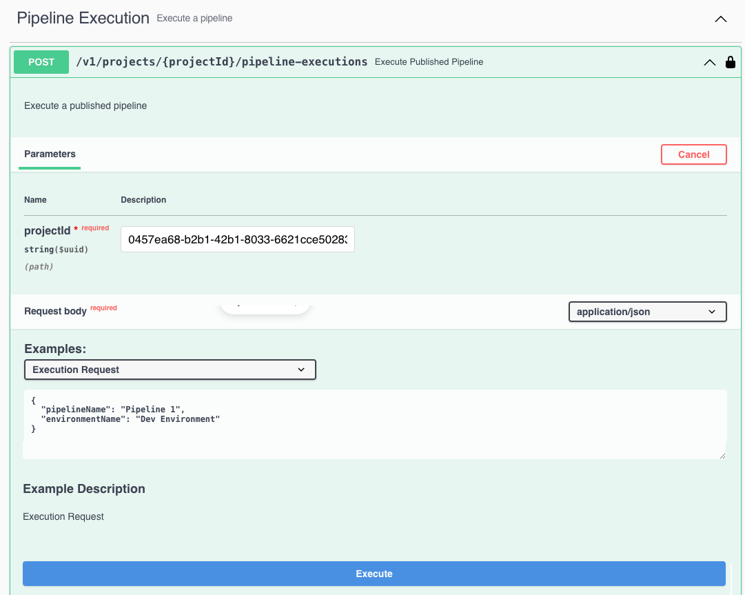 execute endpoint