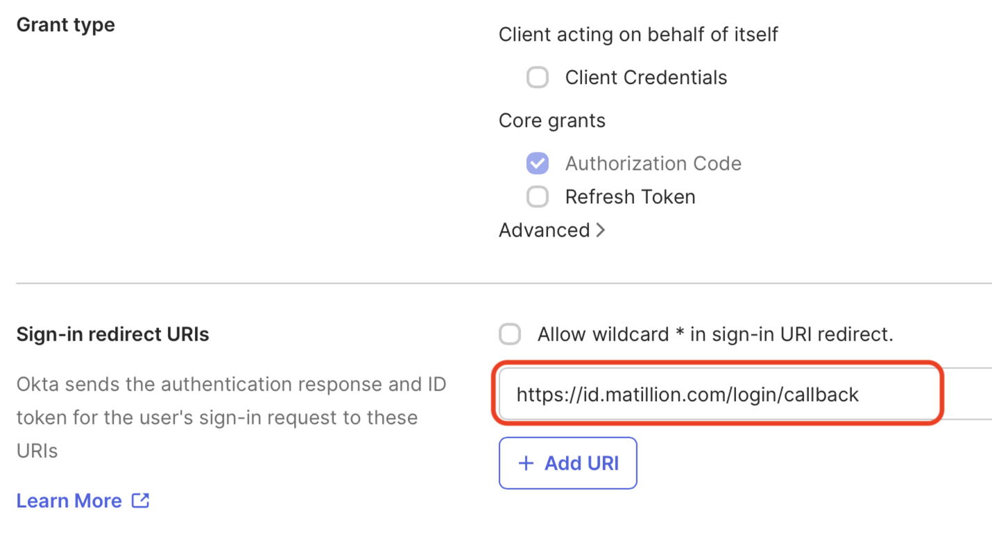 Sign-in redirect URIs