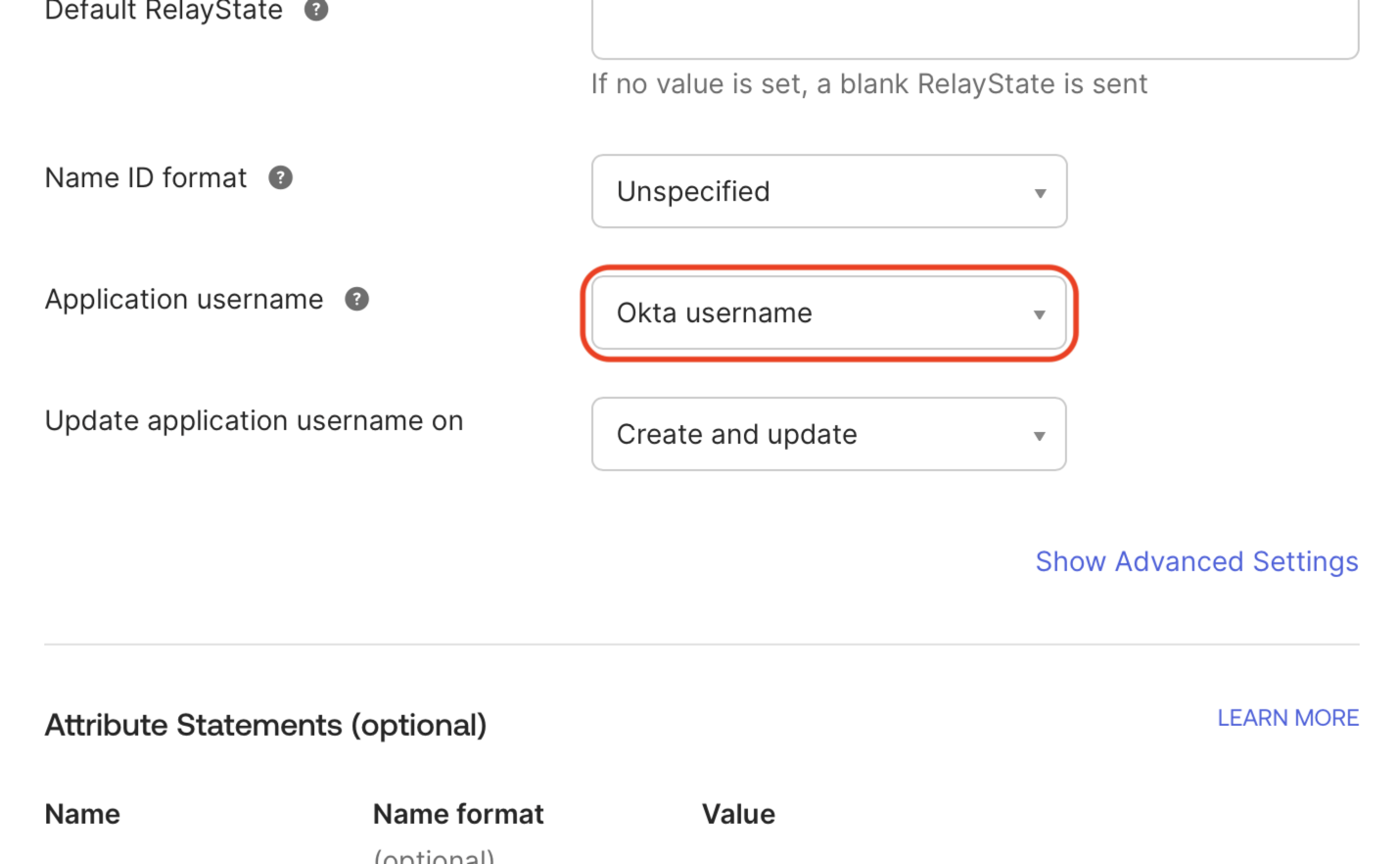 Application username