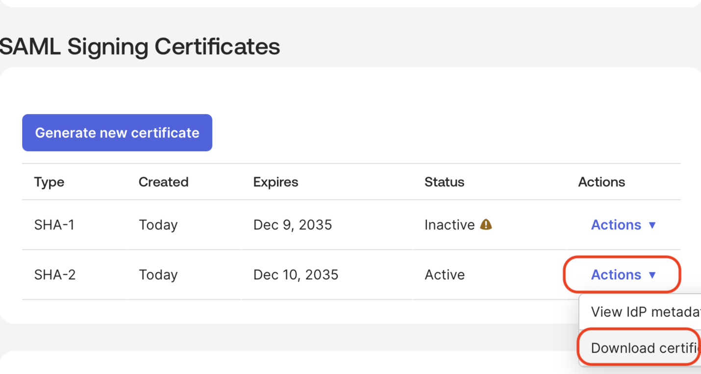 Download certificate