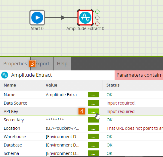 Open Amplitude Extract connector properties