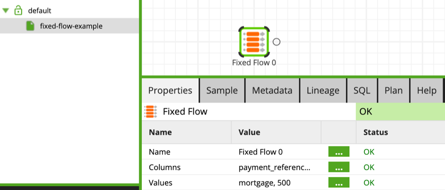 Configuring the Fixed Flow component
