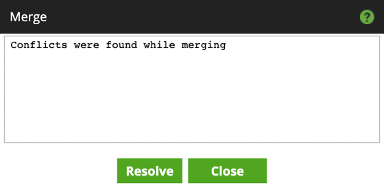 Merge error dialog