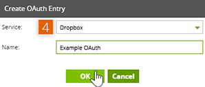 Create OAuth Entry window