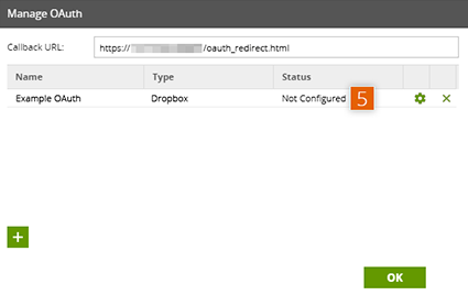 New Entry listed on Manage OAuth window