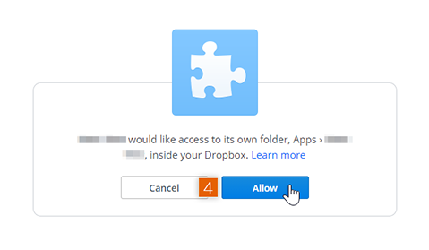 Allow Dropbox account access