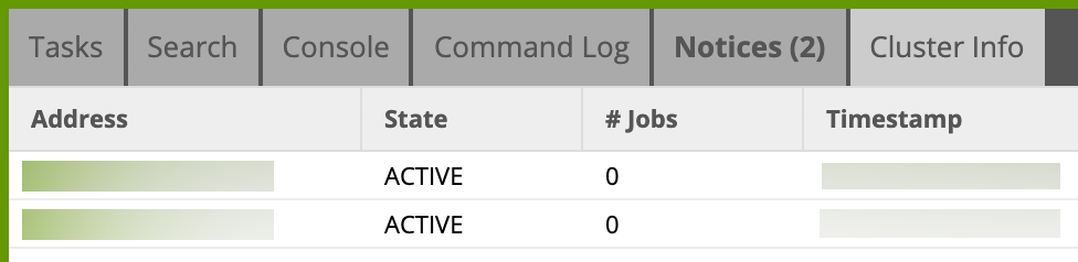 Cluster Info tab