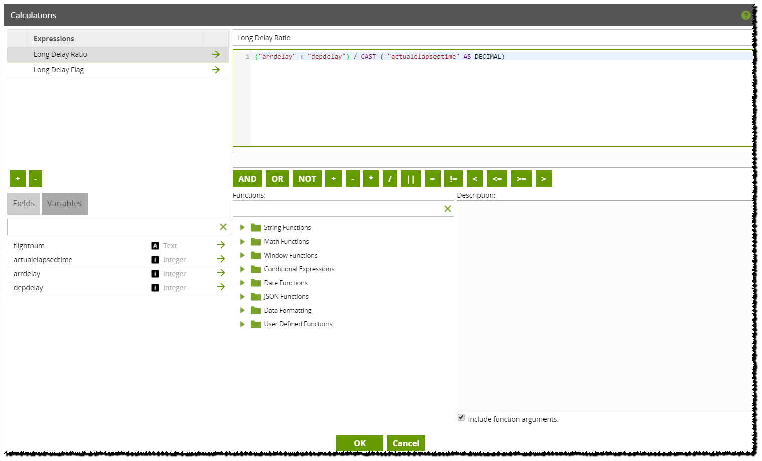 Expression Editor in the Calculator component