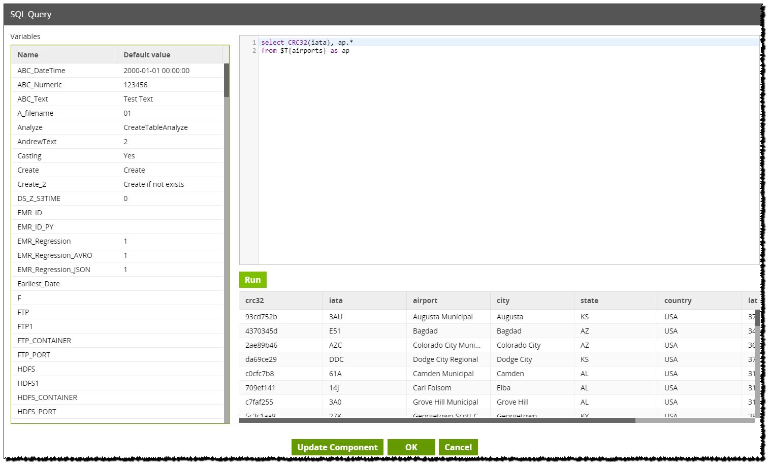 Expression Editor in the SQL component