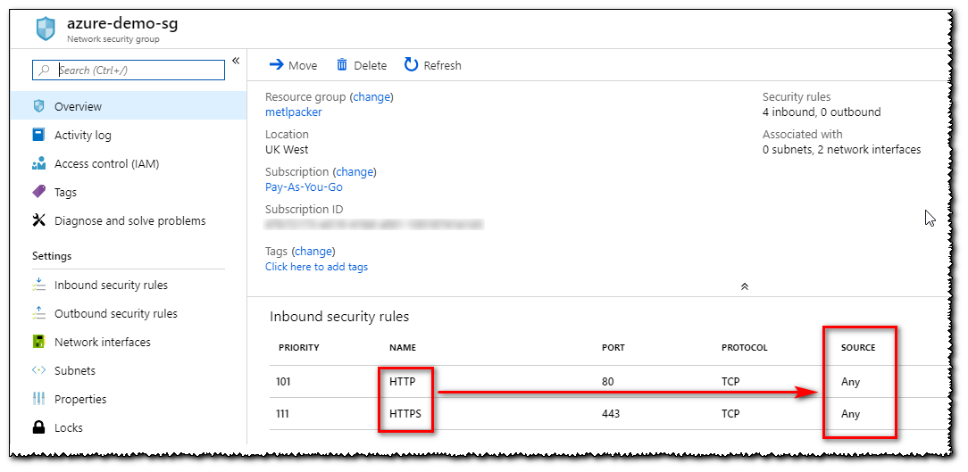 NSG associated with a Matillion ETL Virtual Machine