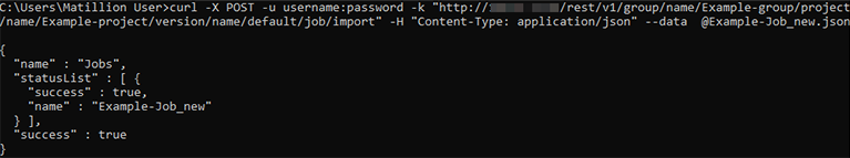 cURL POST/import job in Matillion instance