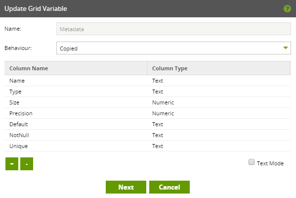 Add metadata columns to the grid variable