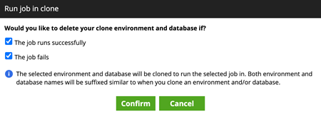 Run job in clone dialog
