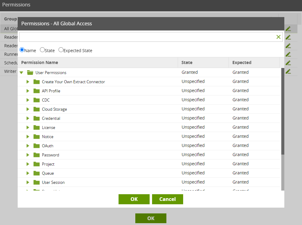 Permissions configuration