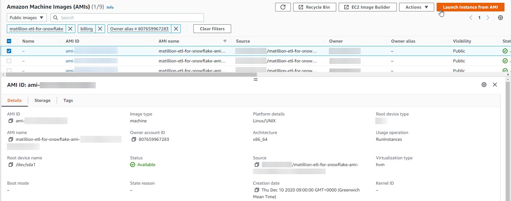 Launch instance from AMI