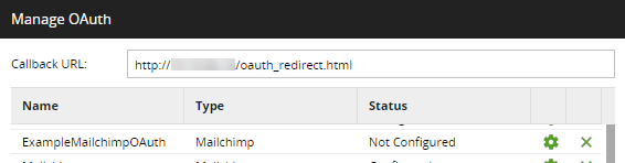 New Entry listed on Manage OAuth window