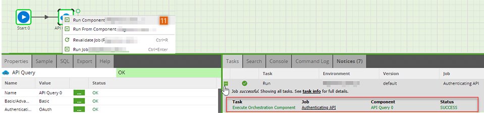 API Query Component-Run Job