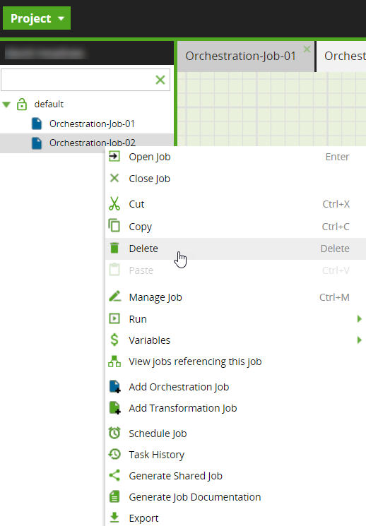 Deleting a job