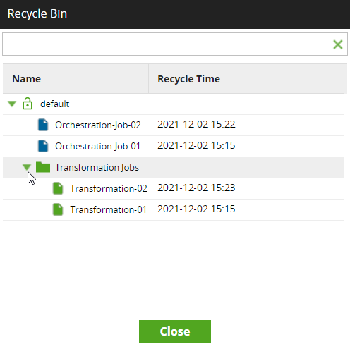 Recycle bin dialog