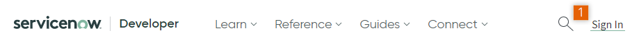 Log in to ServiceNow Developers portal