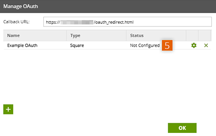 New Entry listed on Manage OAuth window