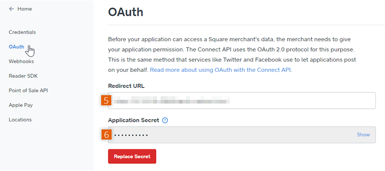 Paste Callback URL and copy Application Secret