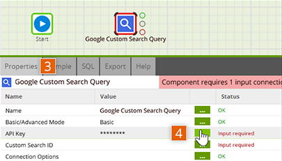 Open Google Custom Search Query connector properties