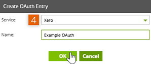 Create OAuth Entry window
