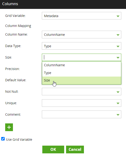 Mapping table metadata