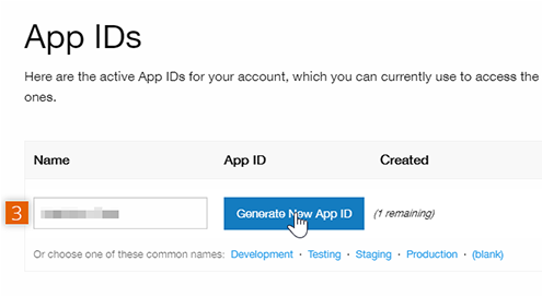 Generate New App ID