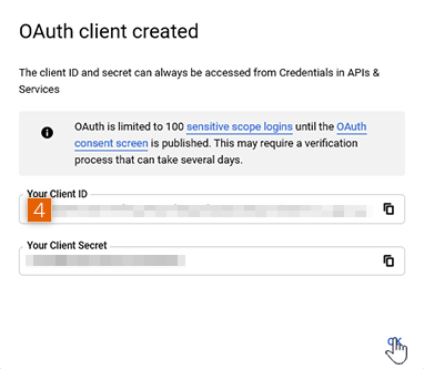 Copy the client ID and client secret