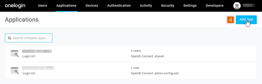 Applications page