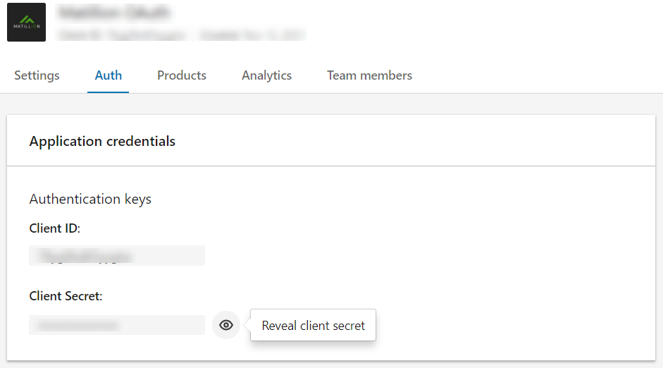 Copy the Client ID and Secret