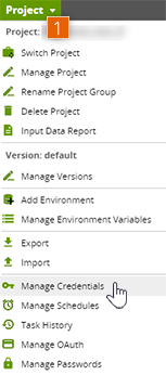 Project drop-down