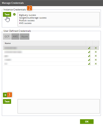 Manage Credentials Window