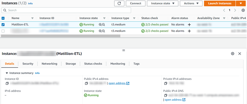 EC2 management console