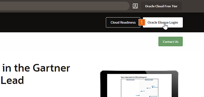 Oracle Eloqua Login homepage