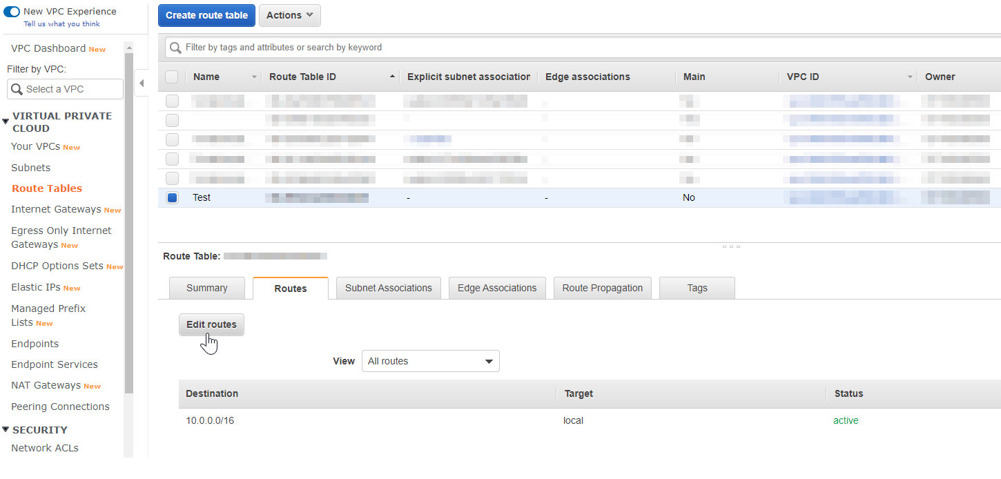 Add Route Tables