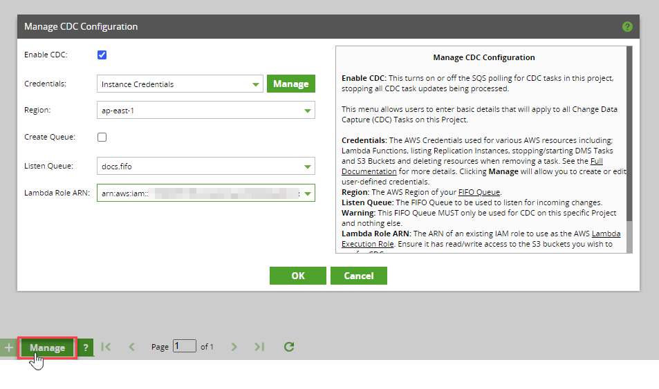 Manage CDC configuration