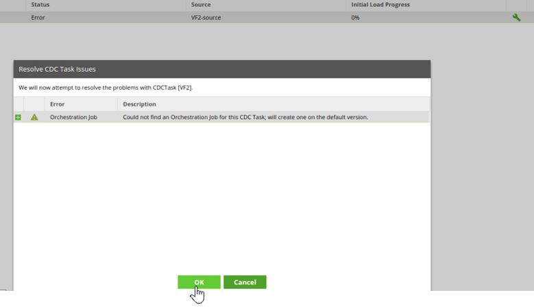 Resolve CDC task issues window