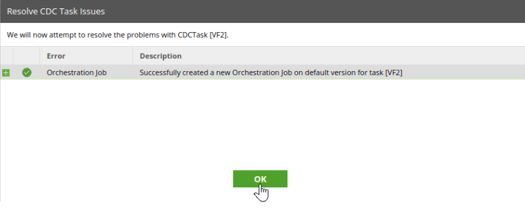 Prompt CDC to resolve the error