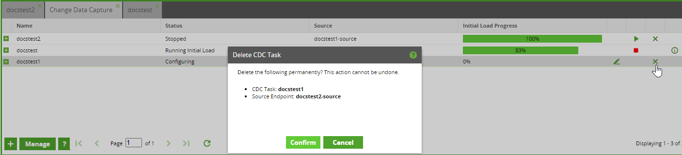 Deleting CDC tasks