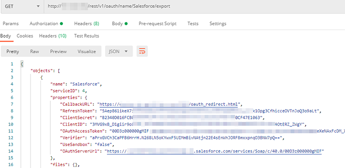 Postman Example-Export Endpoint