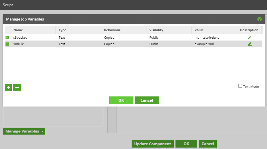Manage job variables