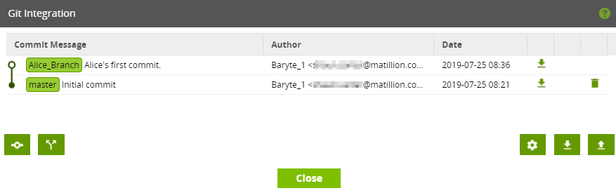 Commit - commit shown on new branch