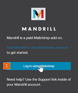 Mandrill app log in screen