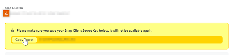 Copy the Snap Client ID and Secret Key