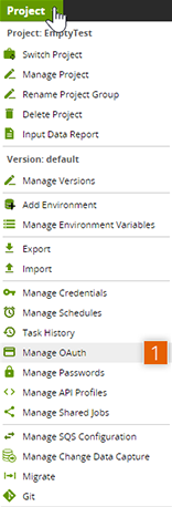 Project drop-down