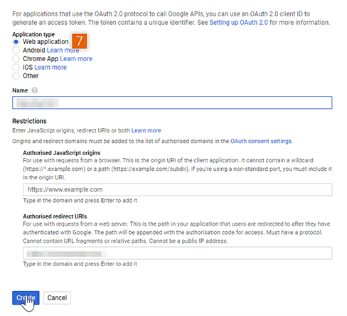 Entering details for OAuth Client ID