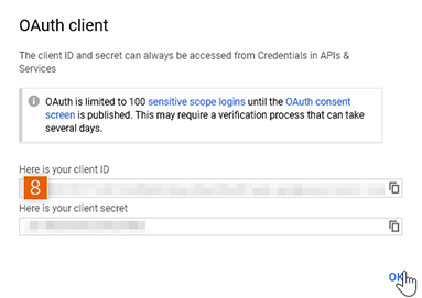 Copy the client ID and secret